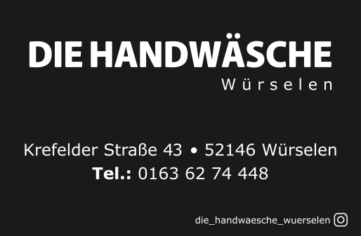 Schwarzes Schild mit weißem Text, Firmenname, Adresse und Telefonnummer in Würselen