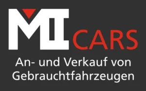 Das Logo zeigt den Schriftzug MI CARS in Weiß und Rot auf dunkelgrauem Hintergrund